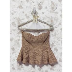 Forever 21 Rose Gold Bustier Top Lace Sleeveless Romantic Whimsigoth Sz Medium